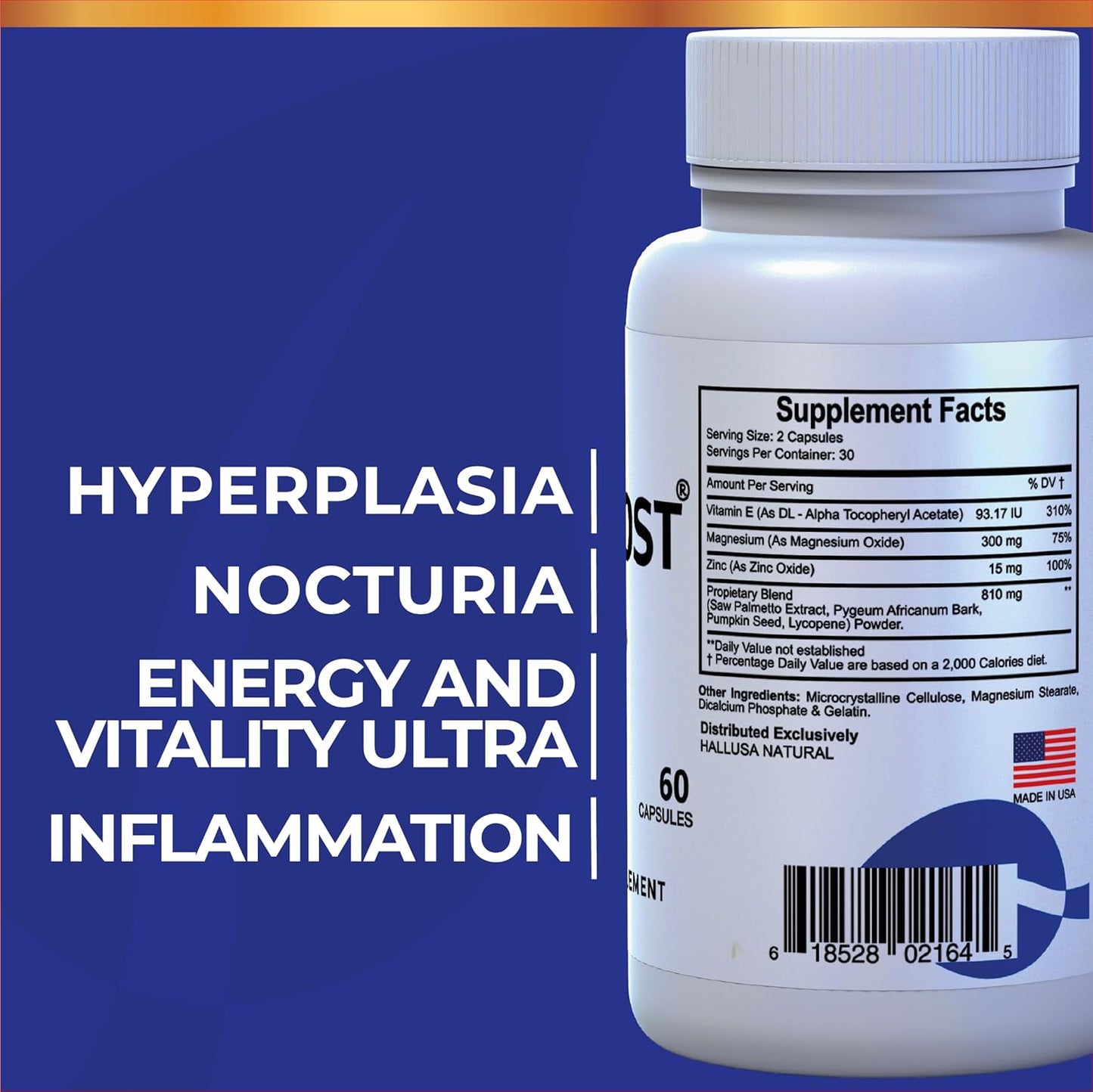 Hallprost Ultra & Hallvigor 120 Cap - Dietary Supplement for Men - Pygeum, Pumpkin Seeds, Prostate Formula - Energy Supplements