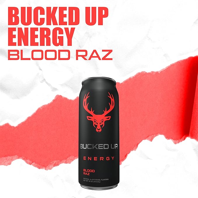 Bucked Up Energy Drink 300mg (Blood Raz) (12 CT)
