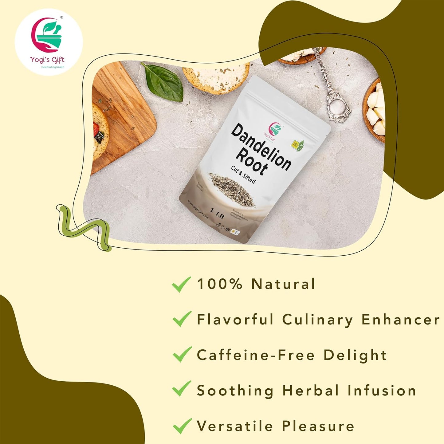 Dandelion Root 1 LB | Cut and Sifted Loose Root | by Yogi's Gift®