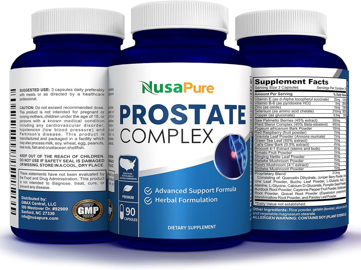 NusaPure Saw Prostate Palmetto Complex (Plant Sterol Complex, Nettle Root, Pygeum Bark, Graviola) - 90 Capsules