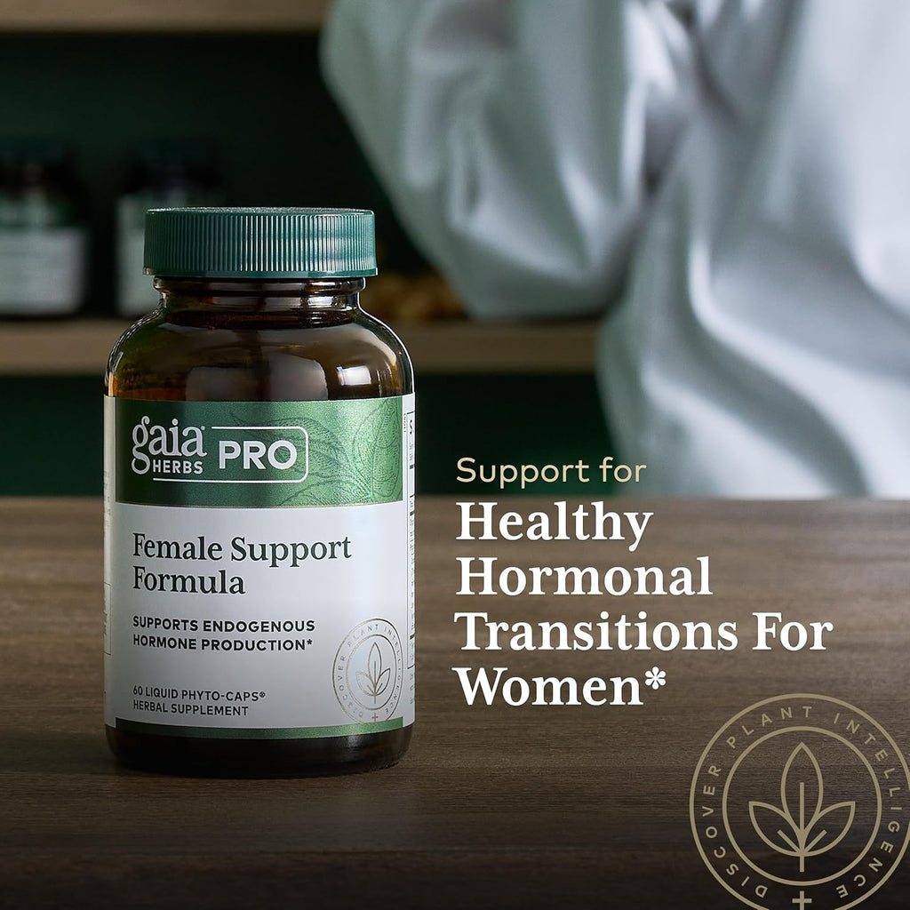 GAIA HERBS PRO Female Support Formula - Supports Healthy PMS & Menopause Fluctuations with Alfalfa Leaf, Black Cohosh Root Extract, Dandelion Root & More* - Vegan - 60 Liquid Phyto-Caps (60 Servings)