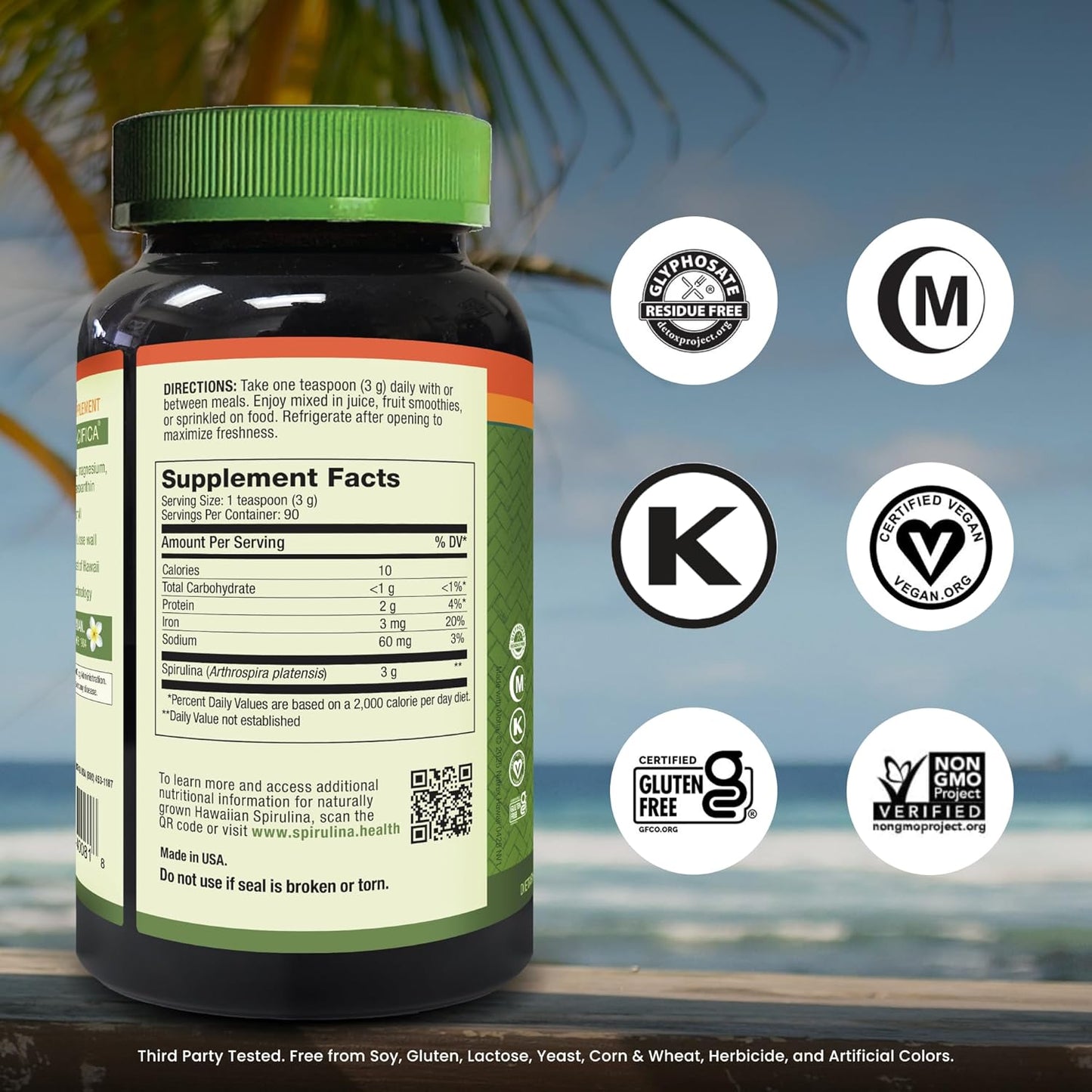 Nutrex Hawaii Pure Hawaiian Spirulina Powder, Vegan Superfood, Non-GMO, Immune Support, Cellular Energy & Cardiovascular Health, 90 Day Supply, 9.53 Oz.