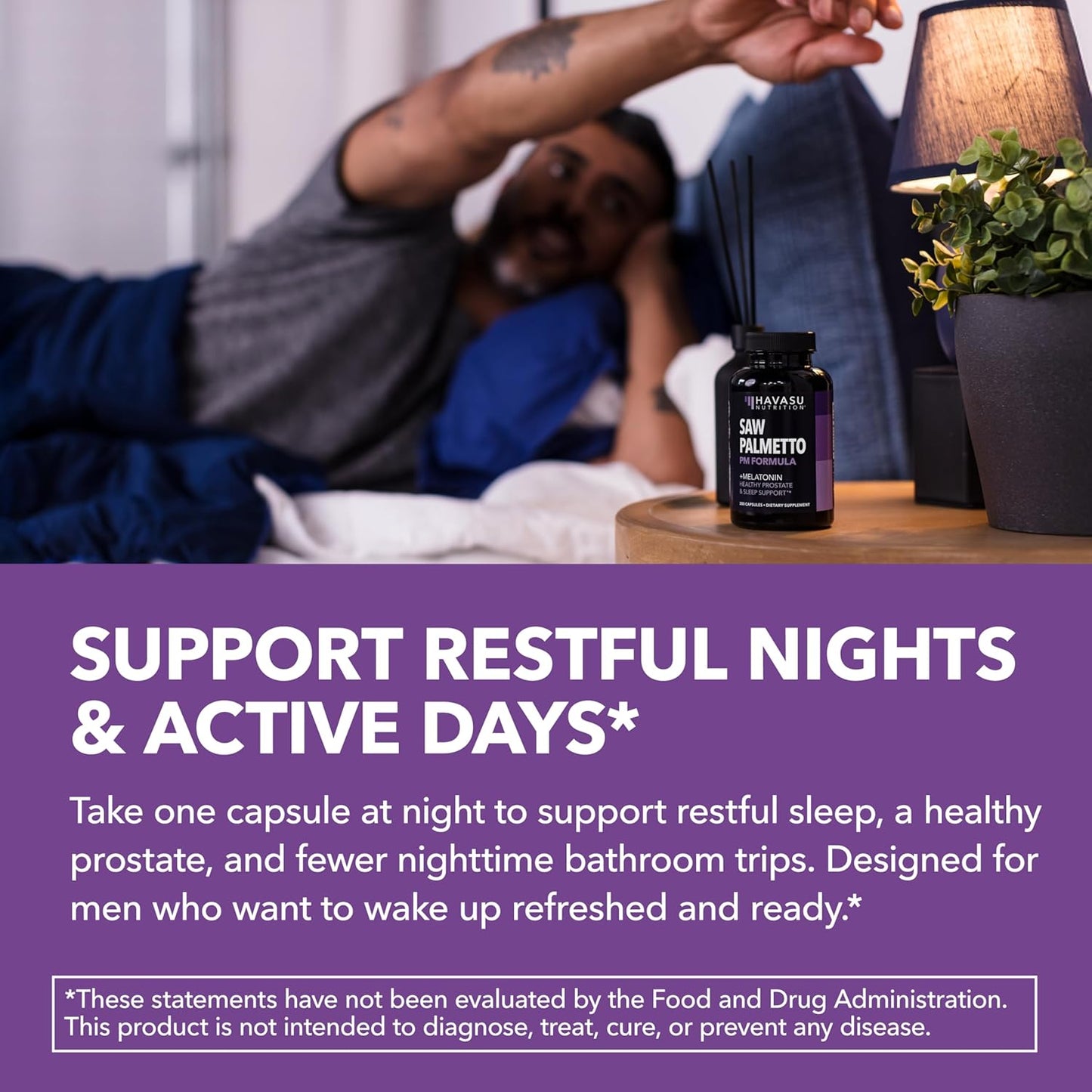 Saw Palmetto PM for Men with Melatonin 3mg - Night Time Prostate Health Supplement for Bladder and Sleep Support - Reduce Urinary Frequency - 200 Count - Vegan, Non-GMO Capsules - Over 6 Month Supply