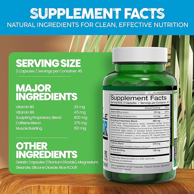 Vital Alchemy The Muscle Sculptor– Muscle Builder with Vitamin B3, B6, Phosphatidylserine, Epicatechin & Cayenne – Supports Muscle Growth, Focus, Energy & Protein Synthesis, Made in USA – 90 Capsules