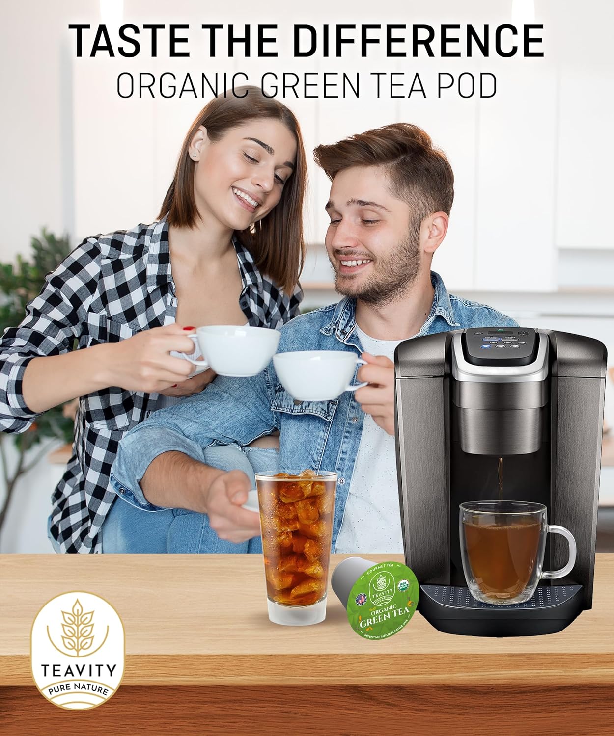 Organic Green Tea Pods for Keurig - Unsweetened Green Tea for K Cup Machines by Teavity (12 Tea Pods)
