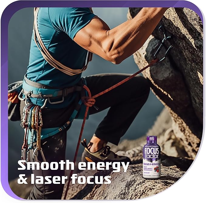 Focus Factor Focus + Energy Shots - 12 x 2oz Bottles (Berry Twang Flavor) - Powered by Nootropics with Caffeine, L-Theanine, Ginkgo, Bacopa, L-Tyrosine, Alpha GPC