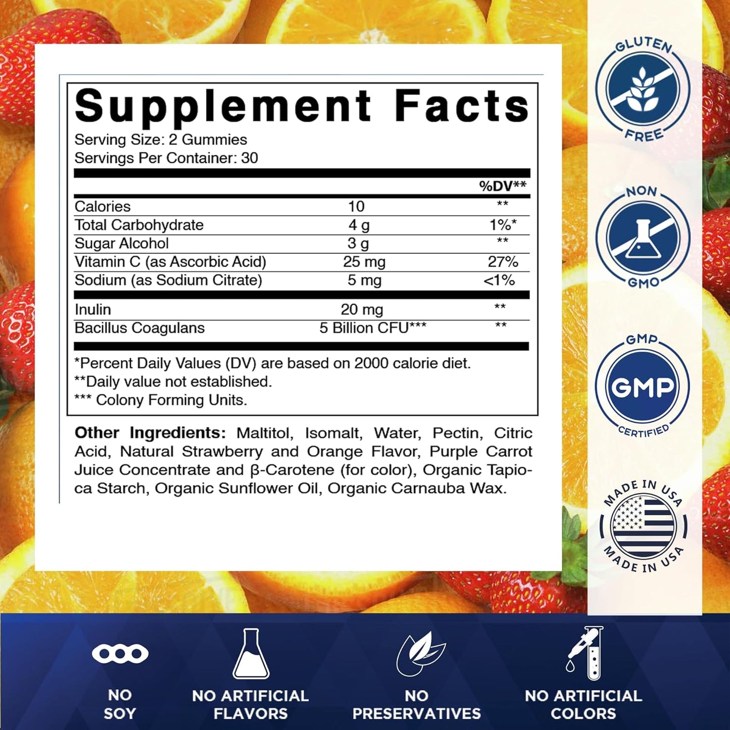 Vitamatic Sugar Free Probiotic Gummies for Men and Women – 5 Billion CFUs - 60Gummies per Bottle | 2 Pack (120 Gummies) Digestive, Immune & Gut Health Support – Gluten Free