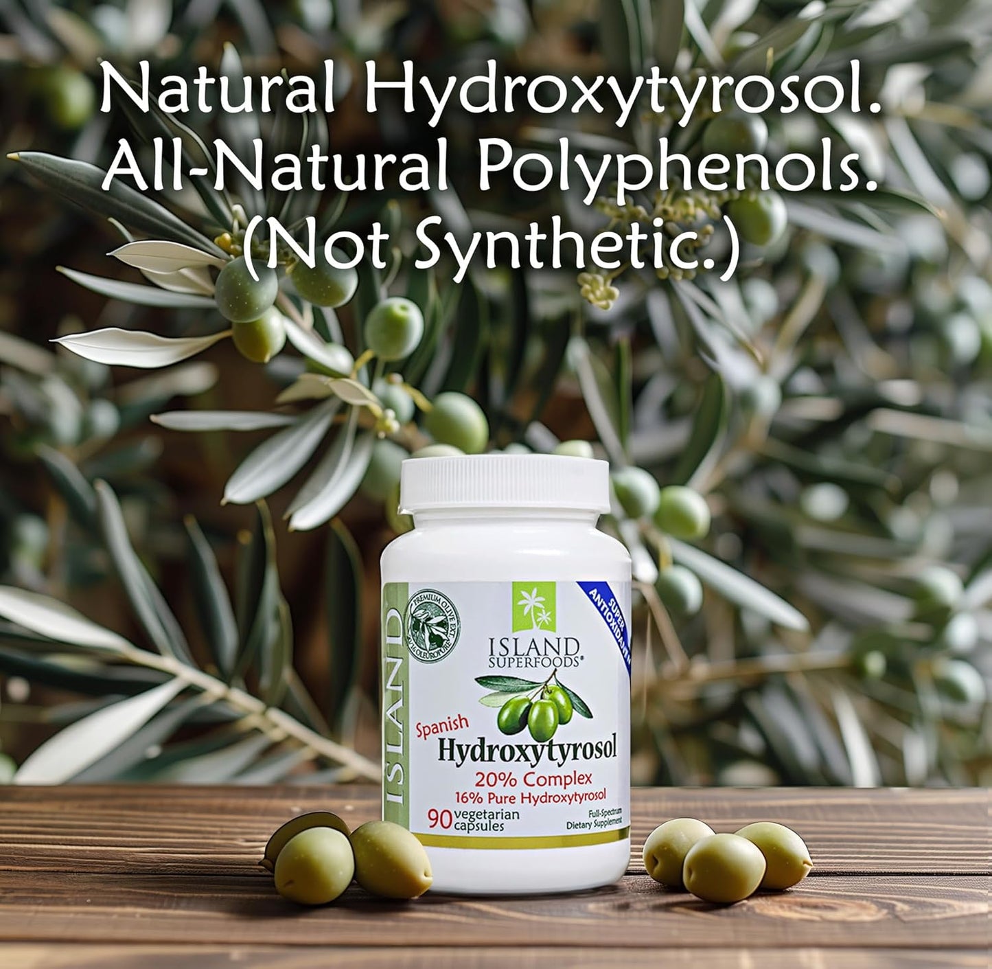 20% Hydroxytyrosol Complex™ Olive Fruit Extract - Super Strength 100% Grown & Extracted in Spain. 90 Capsules, 100 mg, from The Maker of Real European Olive Leaf Extract