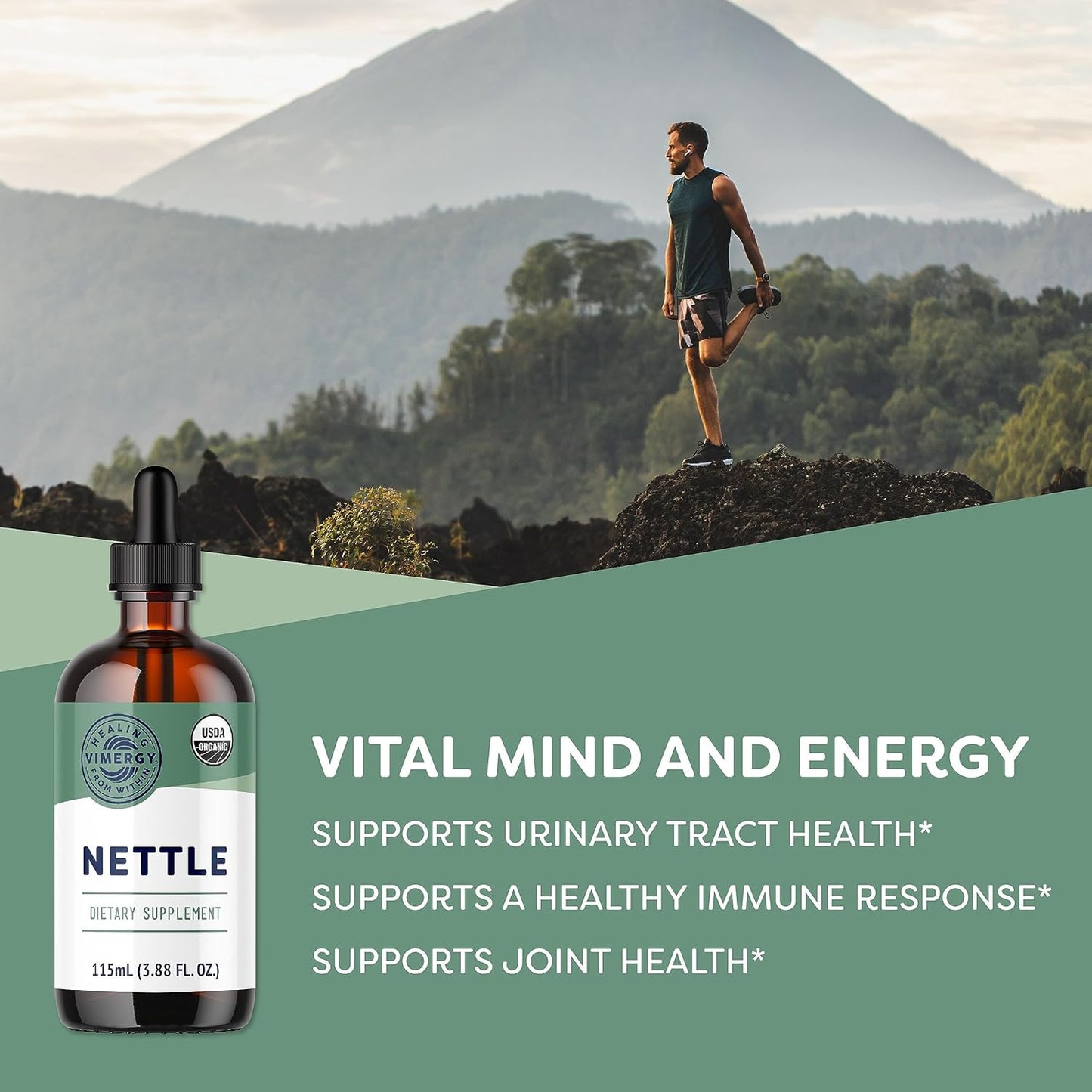 Vimergy Nettle – Superfood for Healthy Cellular Response* – Promotes Bone Health* – USDA Certified Organic, Vegan, Gluten-Free – 115 mL (57 Servings)