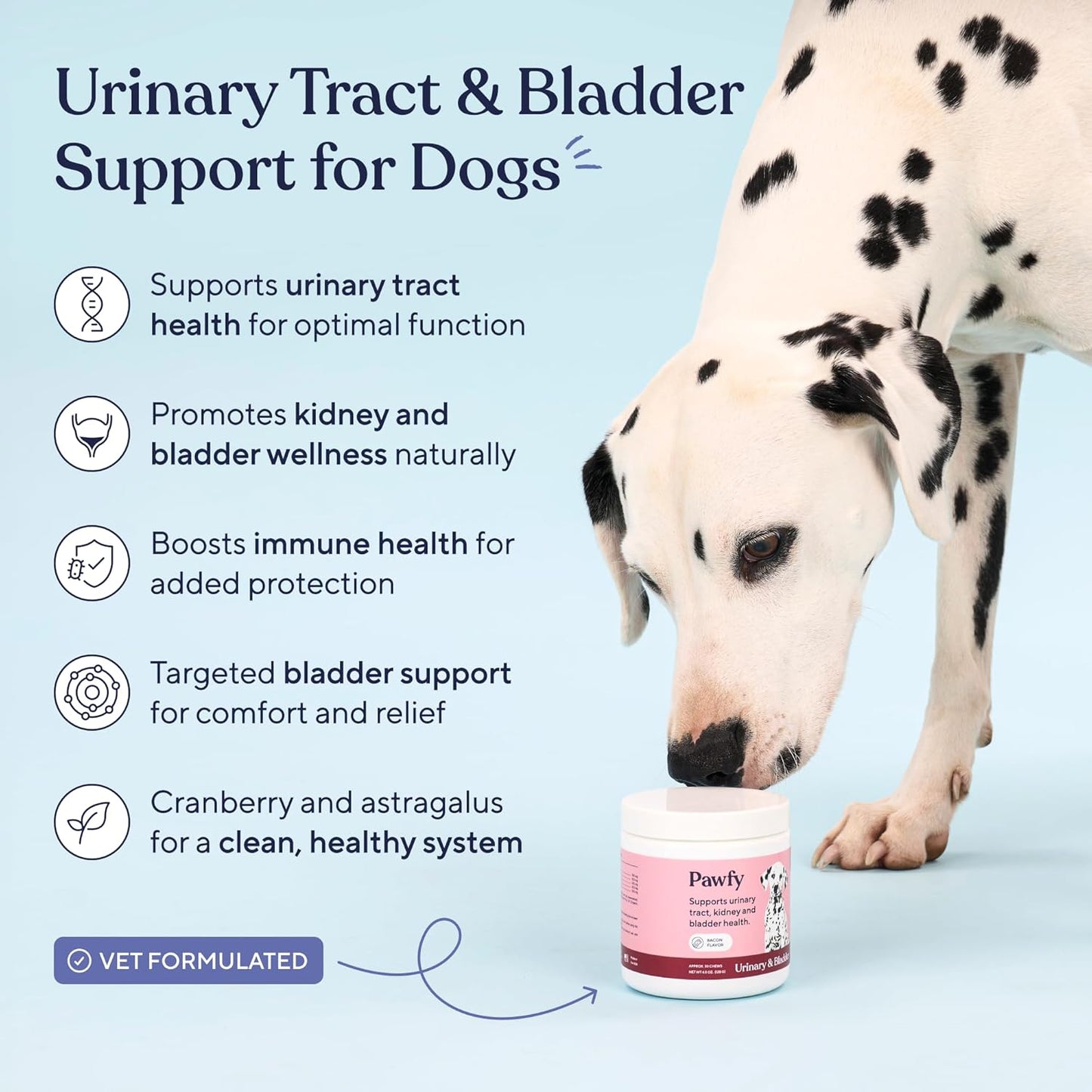 Pawfy Dog UTI Supplement | Cranberry & D-Mannose for Urinary Tract & Bladder Health | Ideal for Senior Dogs | Urinary Tract Infection Control | Dog Vitamins and Supplements - 30 Chews