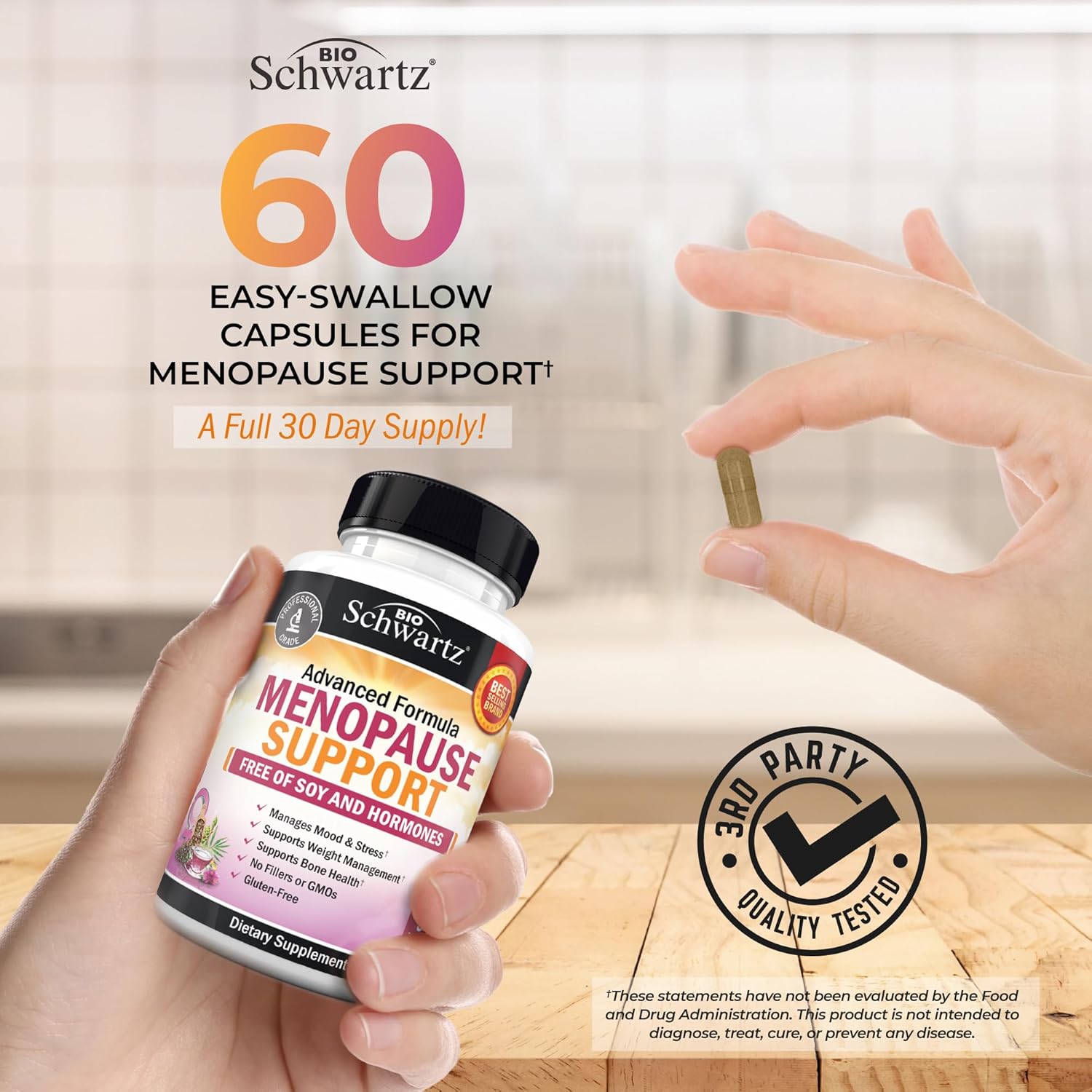 Herbal Menopause Support for Women - Supports Healthy Mood and Balance with Milk Thistle Chasteberry Black Cohosh Red Clover Turmeric Ginger - Menopause Supplements for Women - 60 Veggie Capsules