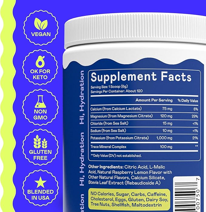 Hi-Lyte Keto K1000 Electrolytes Powder | Raspberry Lemon | Hydration Supplement Drink Mix | Boost Energy & Beat Leg Cramps | No Sugar, No Maltodextrin | 120 Servings