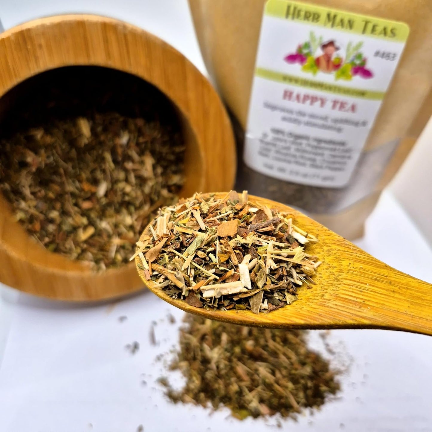 HAPPY TEA — Pleasant Organic Herbal Blend for a Feel-Good Daily Boost — by Master Herbalist Khabir — 100% Organic, Non-GMO, No Additives