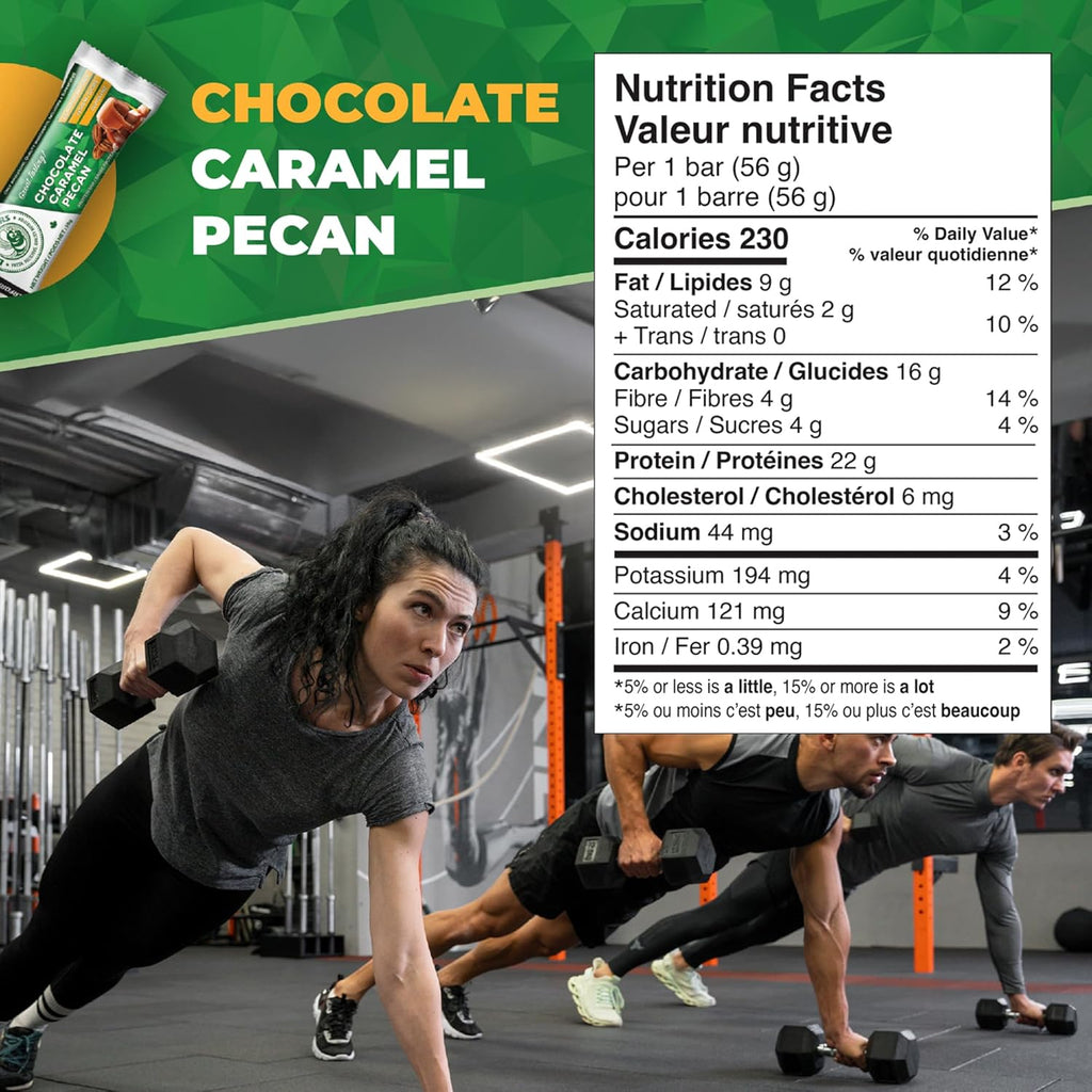 Daryl's Bars, Chocolate Caramel Pecan On the Go Whey Protein Bars, Gluten Free, Low Sugar, Protein Snack, Meal Replacement, Pack of 2