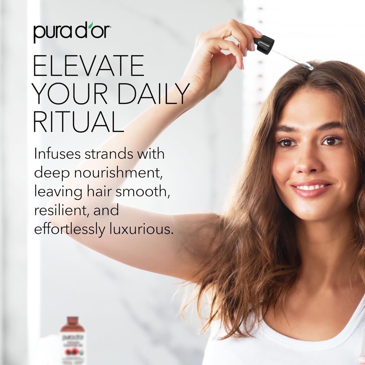 PURA D'OR 16.9 oz Organic Castor Oil (GLASS BOTTLE) Pure Cold-Pressed Hexane-Free USDA Certified – Lashes Brows Hair Scalp Skin – Botanical Moisturizer for Softness Strength Hydration Shine Radiance