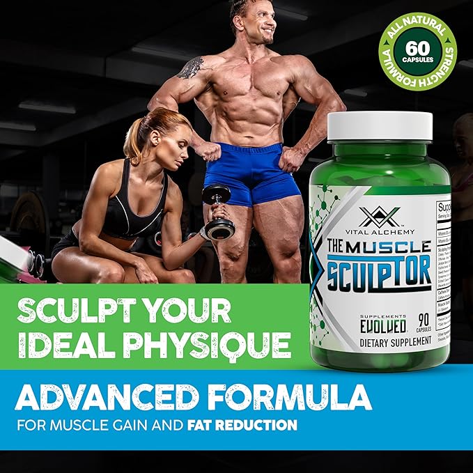 Vital Alchemy The Muscle Sculptor– Muscle Builder with Vitamin B3, B6, Phosphatidylserine, Epicatechin & Cayenne – Supports Muscle Growth, Focus, Energy & Protein Synthesis, Made in USA – 90 Capsules