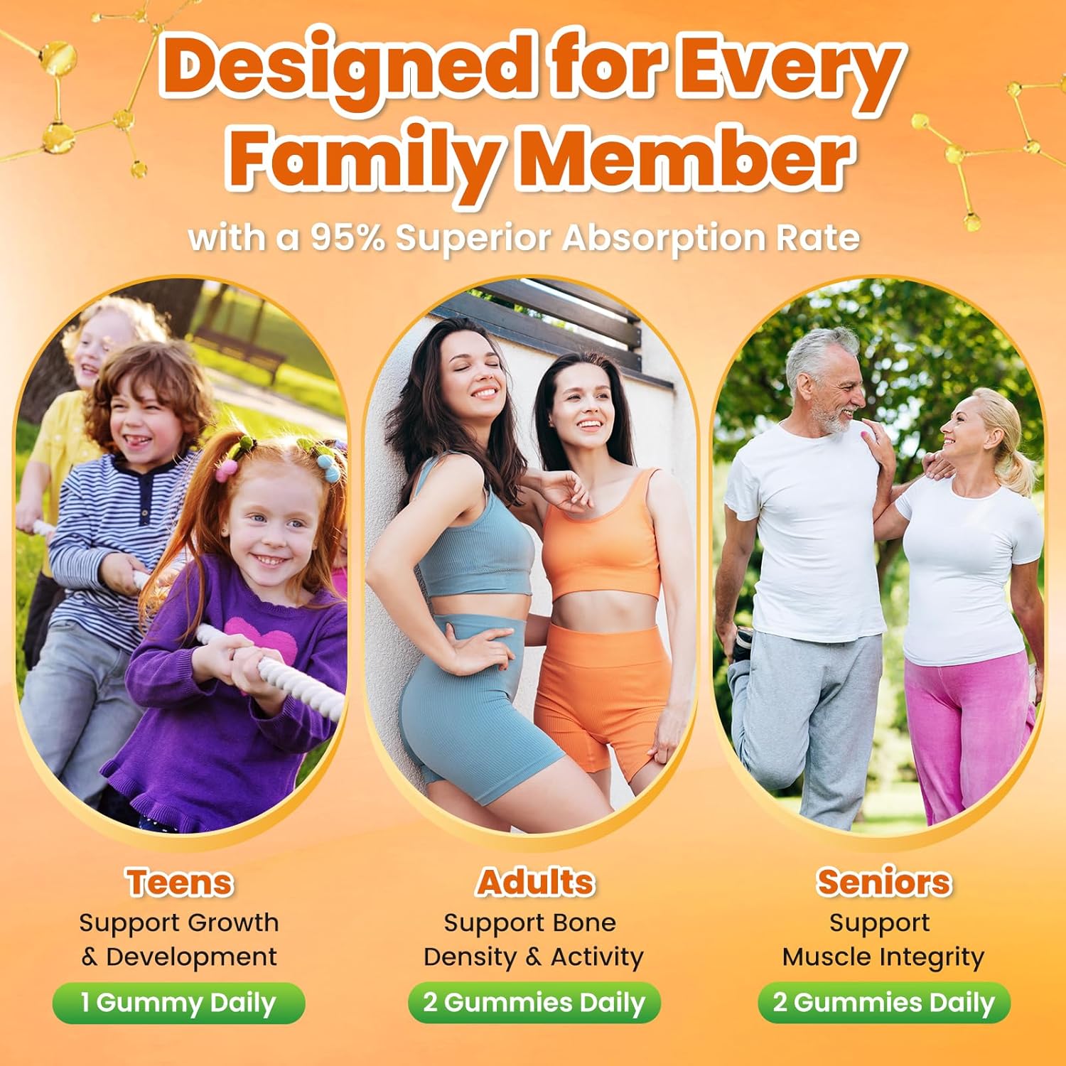 Calcium Citrate Gummies - 1200mg Calcium Gummies Supplements for Women & Men with Vitamin D3, K2, Magnesium, Zinc High Absorption for Bone, Muscle & Immune Support, Orange Flavor, 120 Count