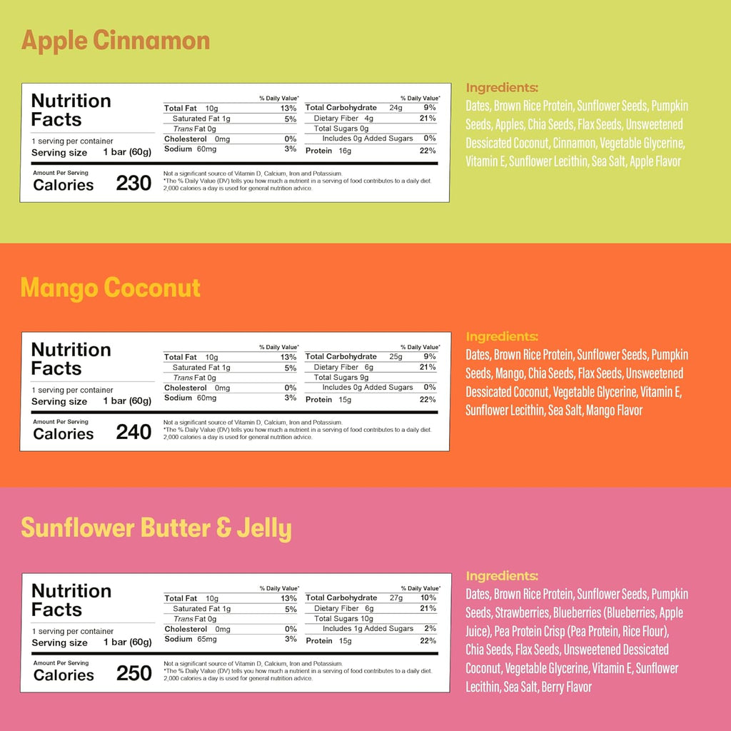 Amrita Nut Free 6 Flavor Variety Vegan Protein Bars | 11g to 12g Plant-Based Protein Bar | Peanut Free, Gluten Free, and Dairy Free | Low Sugar, High Fiber, Healthy School-Safe Snacks