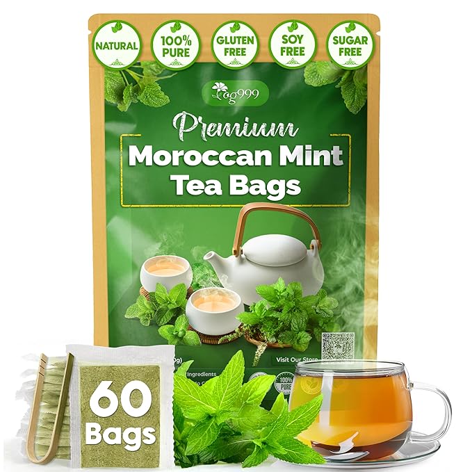 TOG999, Premium Moroccan Mint Green Tea | 60 Tea bags | Traditional Green Tea with Spearmint – Refreshing Flavor, Premium Quality Herbal Blend. Gluten-Free. Vegan