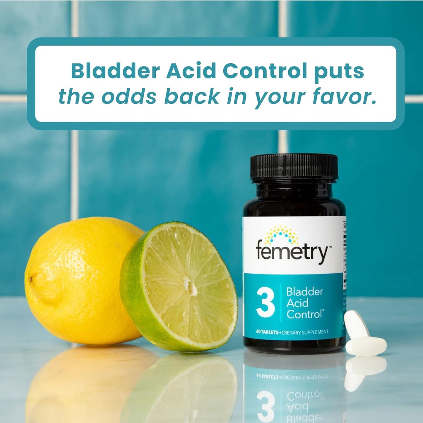 LifeSeasons Femetry Bladder Acid Control - Support for Interstitial Cystitis - Reduce Urine Acidity in The Bladder - Eases Flares Caused by Eating or Drinking Acidic Foods - 60 Tablets