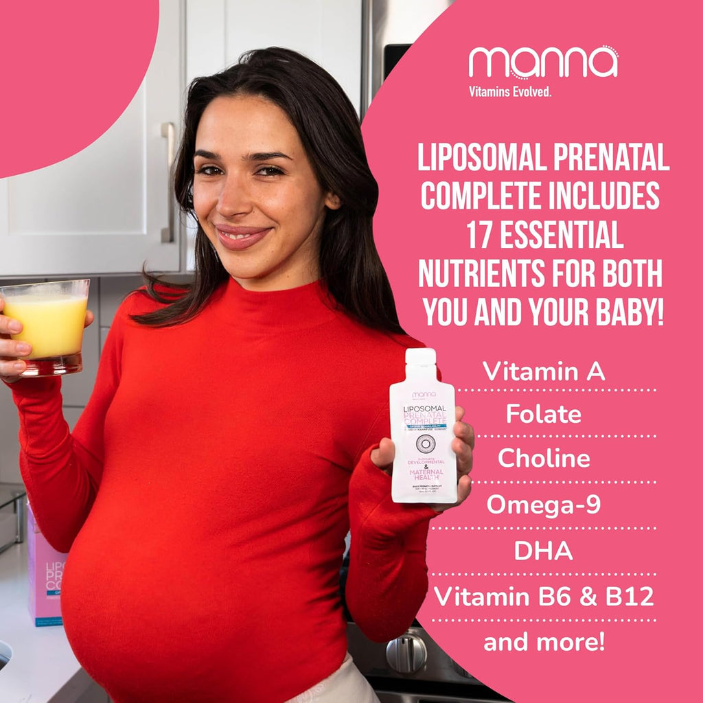 Manna Vitamins Evolved - Liposomal Prenatal Complete - Liquid Prenatal Vitamins for Women - Best Prenatal Vitamins for Pregnant Women for All Stages of Pregnancy
