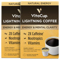 VitaCup Lightning Coffee Pods, for Memory & Focus w/ 2X Caffeine, Green Coffee Bean, B Vitamins, D3, Strong Dark Roast, Recyclable Single Serve Pod Compatible with Keurig K-Cup Brewers,32 Ct