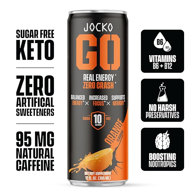 Jocko GO Energy Drink Bundle - Orange & Pink Lemonade (24 Cans) 2 Flavors