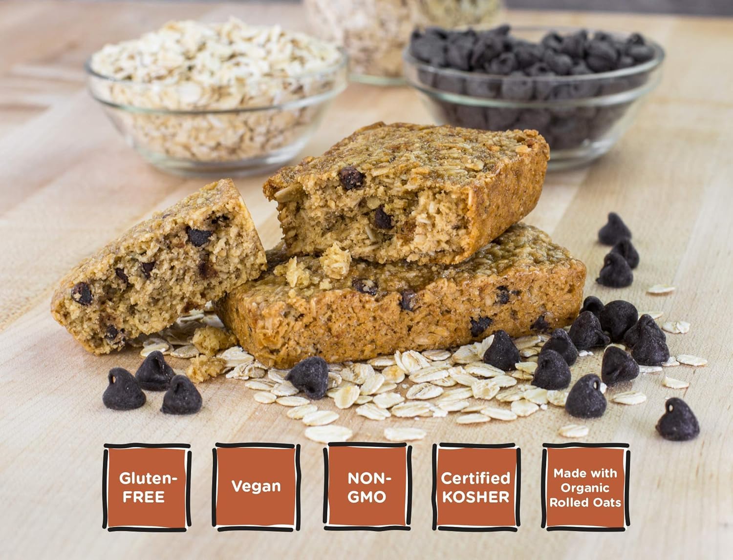 Bobo's Chocolate Chip Oat Bars, Gluten Free, Non-GMO, Whole Grain Oats, Pack of 12 | Snack Bars | On-the-Go | Made with Simple Ingredients