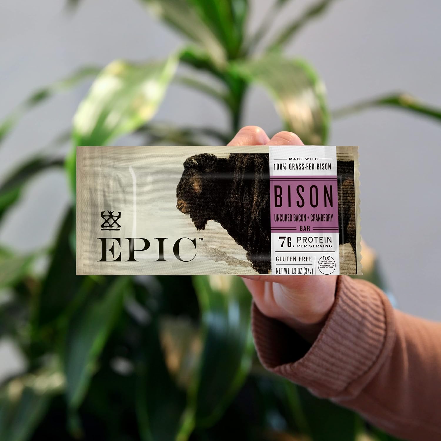 EPIC Bison Bacon Cranberry Bars, Grass-Fed, 12 Count Box 1.3oz bars