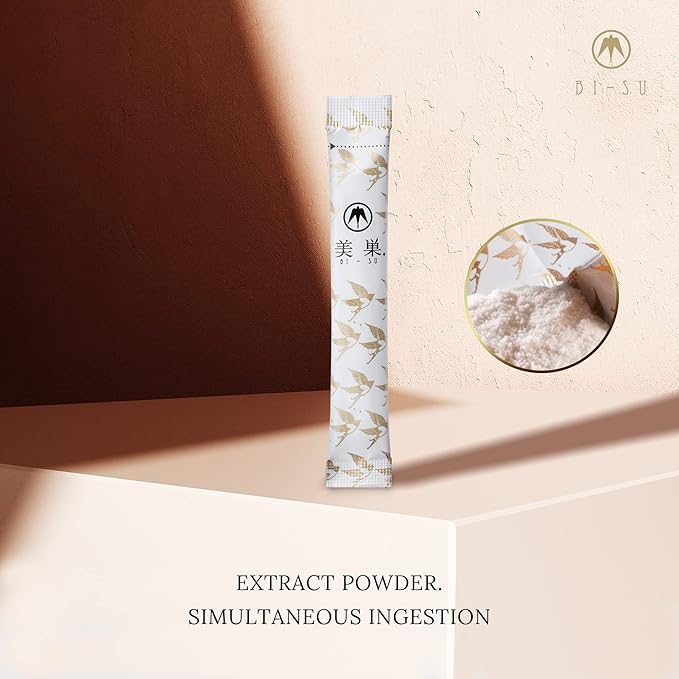 BI-SU Extract Powder Stick | with Natural Swiftlet Nests Extract, Collagen Peptides, Sialic Acid, Nourishes Skin, Body, Anti-Aging Japanese Beauty, Healthy Supplement, 30 PCS, 3.92kcal, 1g per Sachet