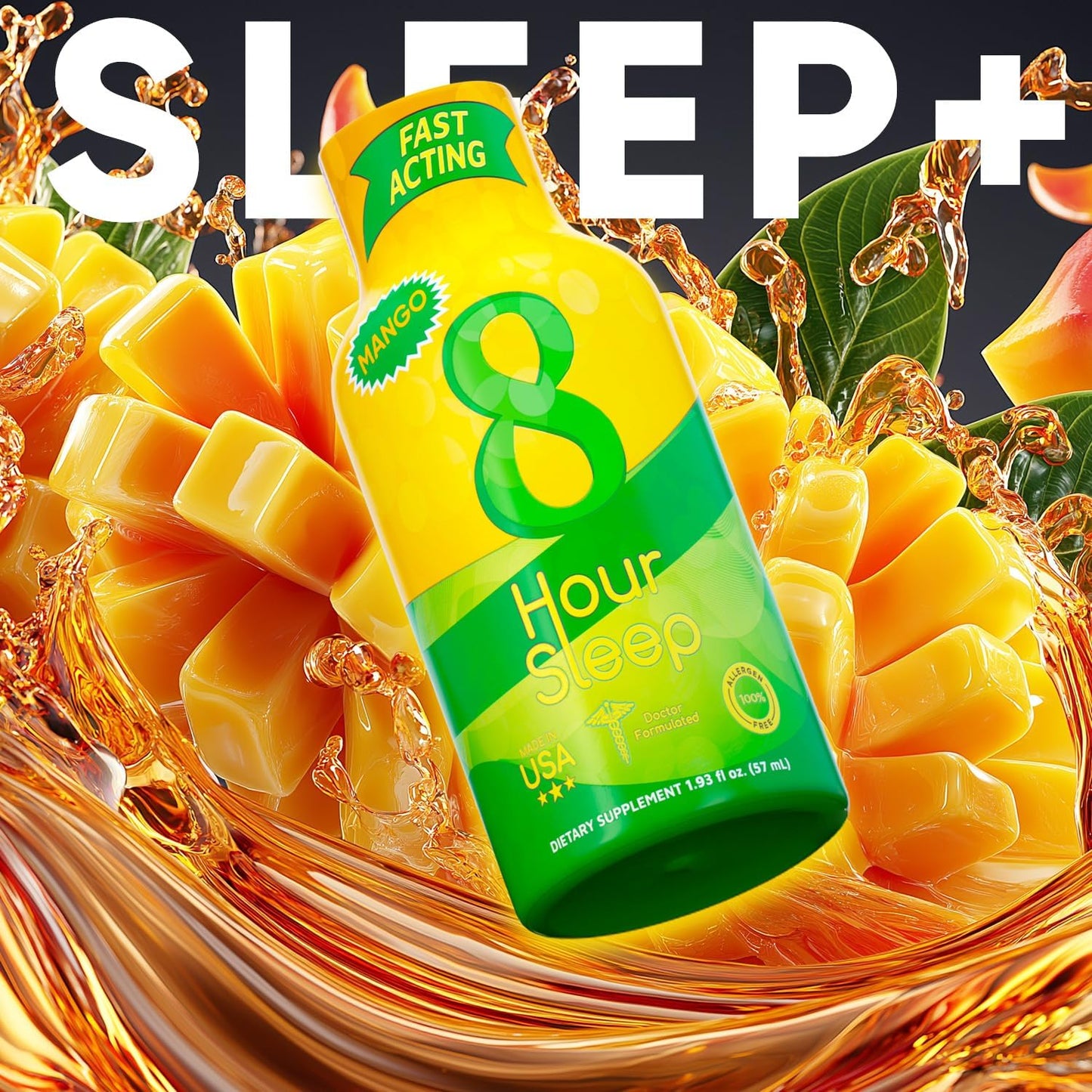 Vitamin Energy 8 Hour Sleep Shot Mango 10 Pack, Melatonin, 5-HTP, GABA, Valerian, Lavender, Nighttime Relaxation & Sleep Support Supplement, Zero Sugar, Vegan, Gluten-Free, Kosher, 1.93 fl oz