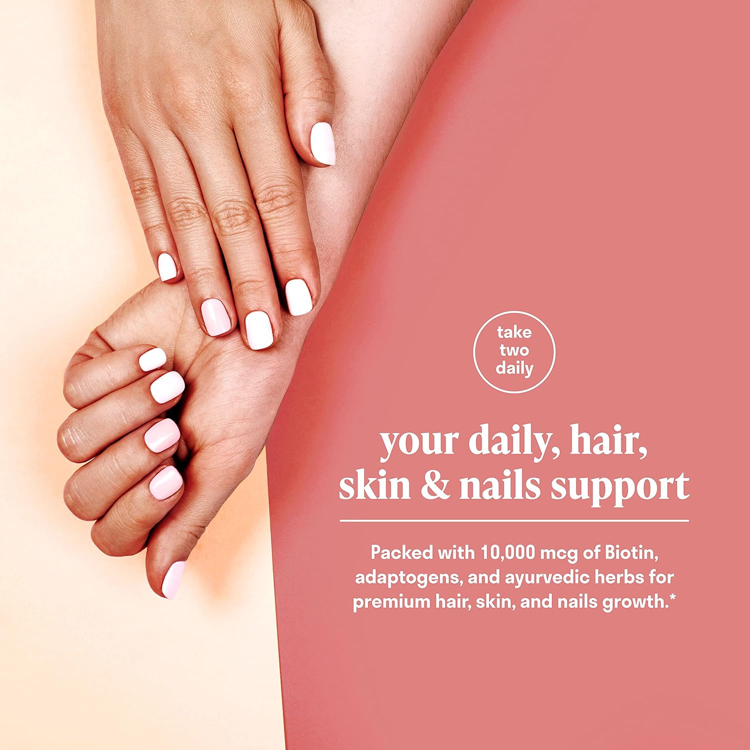 Hair Vitamins - Biotin 10000 mcg with Vitamin A, E, C, D & Adaptogens to Support Hair, Skin & Nails - Biotin Supplement for Health & Growth | Vegan, Non-GMO, Gluten Free | 60 Capsules & 30 Servings