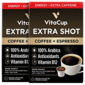 VitaCup Extra Shot Strong Coffee Pods, Bold & Intense Dark Roast w/Espresso Shot, High Caffeine, Vitamin B12, Antioxidants, Recyclable Single Serve Pod Compatible with Keurig K-Cup Brewers, 32ct