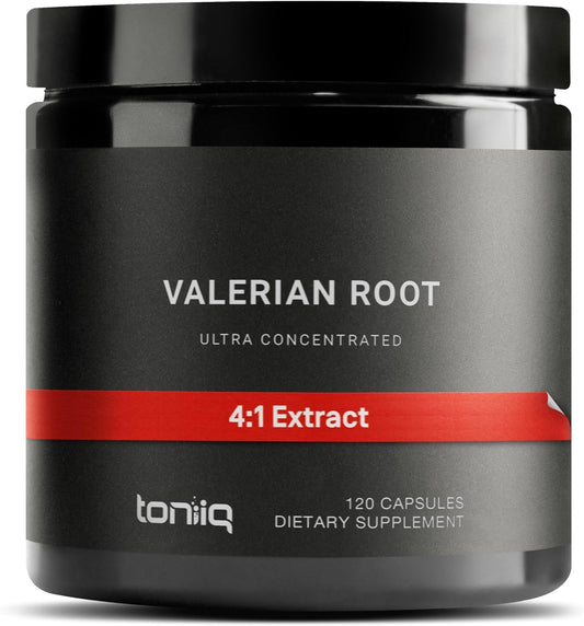 Toniiq Valerian Root Capsules - Ultra High Potency 4:1 Extract - Highly Concentrated - Third-Party Lab Tested - 120 Capsules