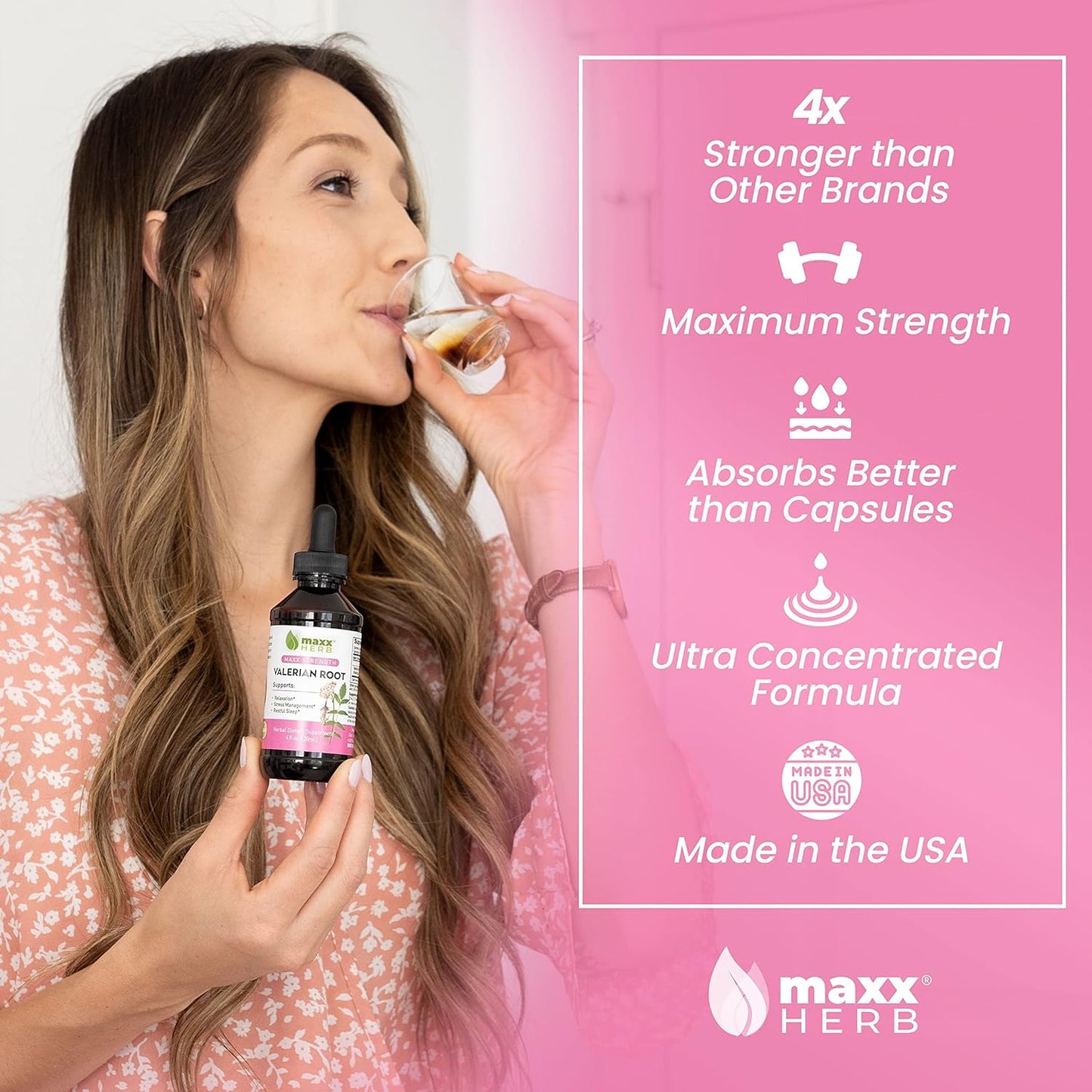 Maxx Herb Valerian Root Extract - Max Strength, Liquid Valerian Root Absorbs Better Than Capsules, for Relaxation and Restful Sleep, Alcohol-Free - 4 Oz Bottle (60 Servings)