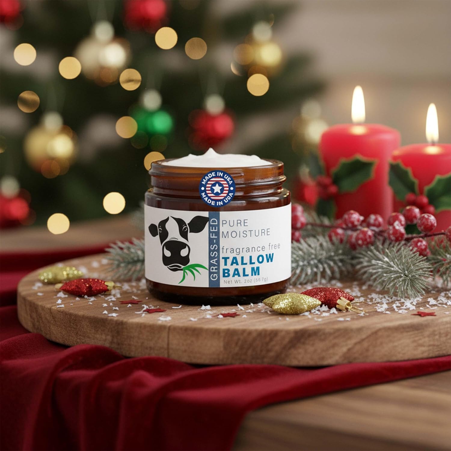 Beef Tallow for Skin - Handmade Organic Grass Fed Beef Tallow Face Moisturizer - Lavender Scented Beef Tallow Balm with Deep Hydration, Soothing Relief, Skin Repair is Great Gift Idea for Women