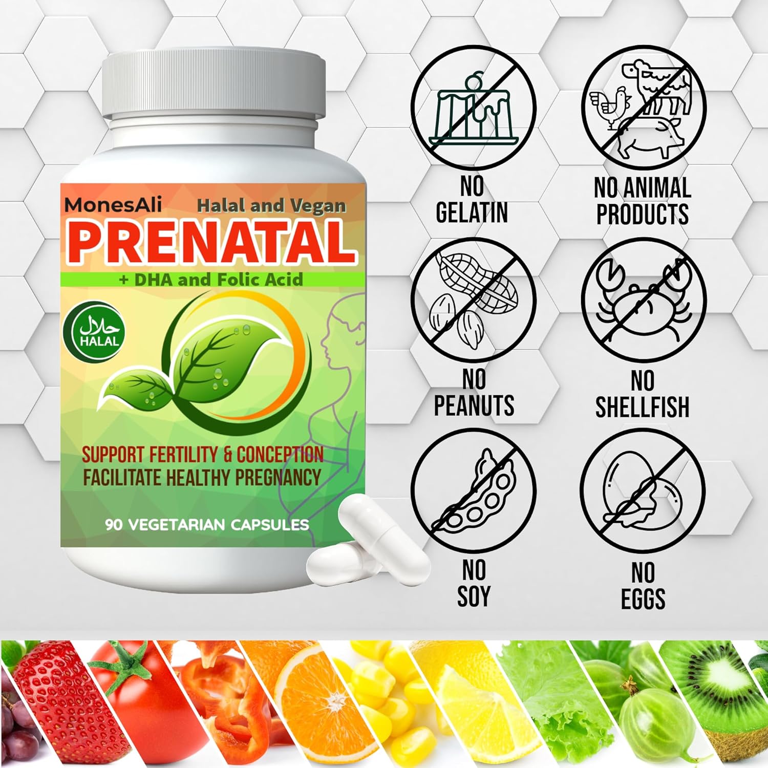Prenatal Vitamins for Women | Postnatal | Vegan, Halal Gelatin Free | with Folate, Iron & Biotin | Supports Pregnancy, Postpartum Energy & Hair Health, 90 Count