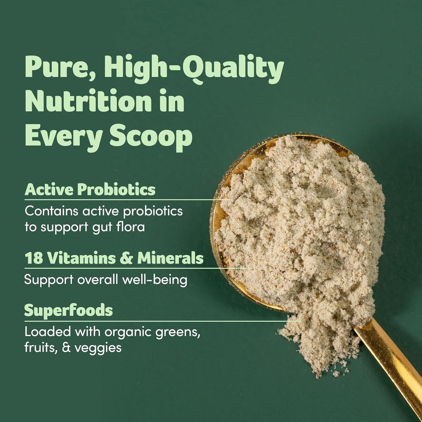 Purely Inspired Organic Green Powder Smoothie Mix, Unflavored (24 Servings) - Probiotics for Digestive Health with Spirulina & Chlorella for Gut Health - Vegan & Gluten-Free