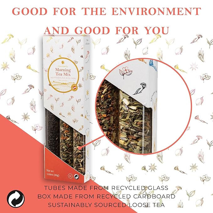 Gourmanity Morning Loose Tea Sampler Gift Set, 3 Flavors to Start your Day the Right Way with Herbal Blend Tea to Balance and Soothe all the Senses, Product of Austria, 1.02oz