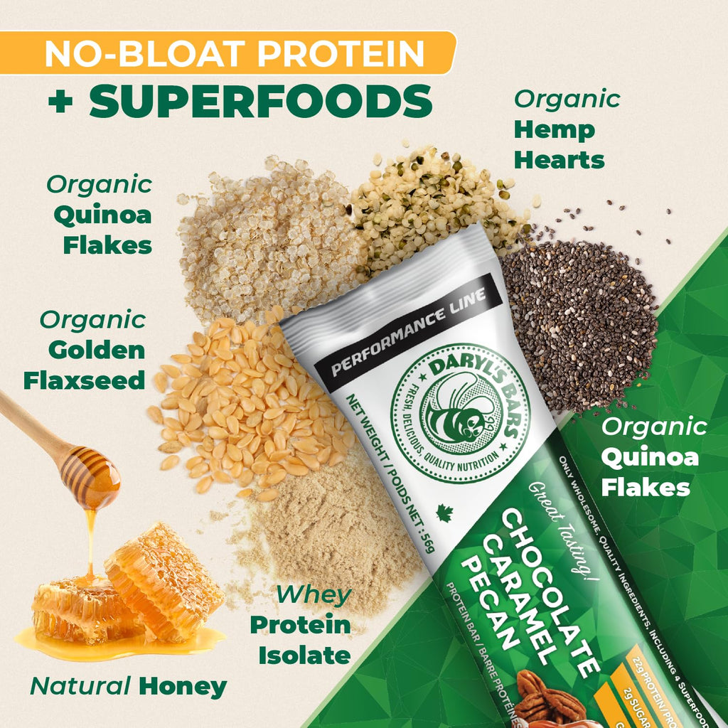 Daryl's Bars, Chocolate Caramel Pecan On the Go Whey Protein Bars, Gluten Free, Low Sugar, Protein Snack, Meal Replacement, Pack of 2