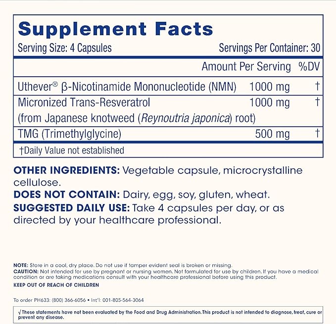 ProHealth NMN Pro Complete (120 Capsules, 3 Pack) - 1000 mg Uthever® NMN + 1000 mg Resveratrol + 500 mg TMG. NAD+ Precursor, Methylation Support & Sirtuin Activation. Triple Lab-Tested