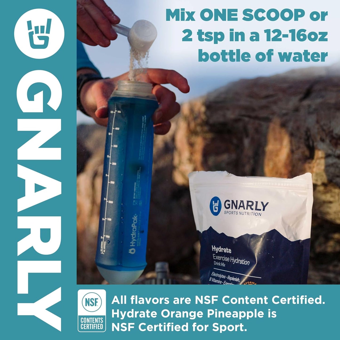 Gnarly Nutrition Hydrate Electrolyte Powder – Pina Colada Exercise Hydration Drink Mix – NSF Contents Certified – Electrolyte Solution, Performance & Recovery – Pina Colada, 14.10 oz