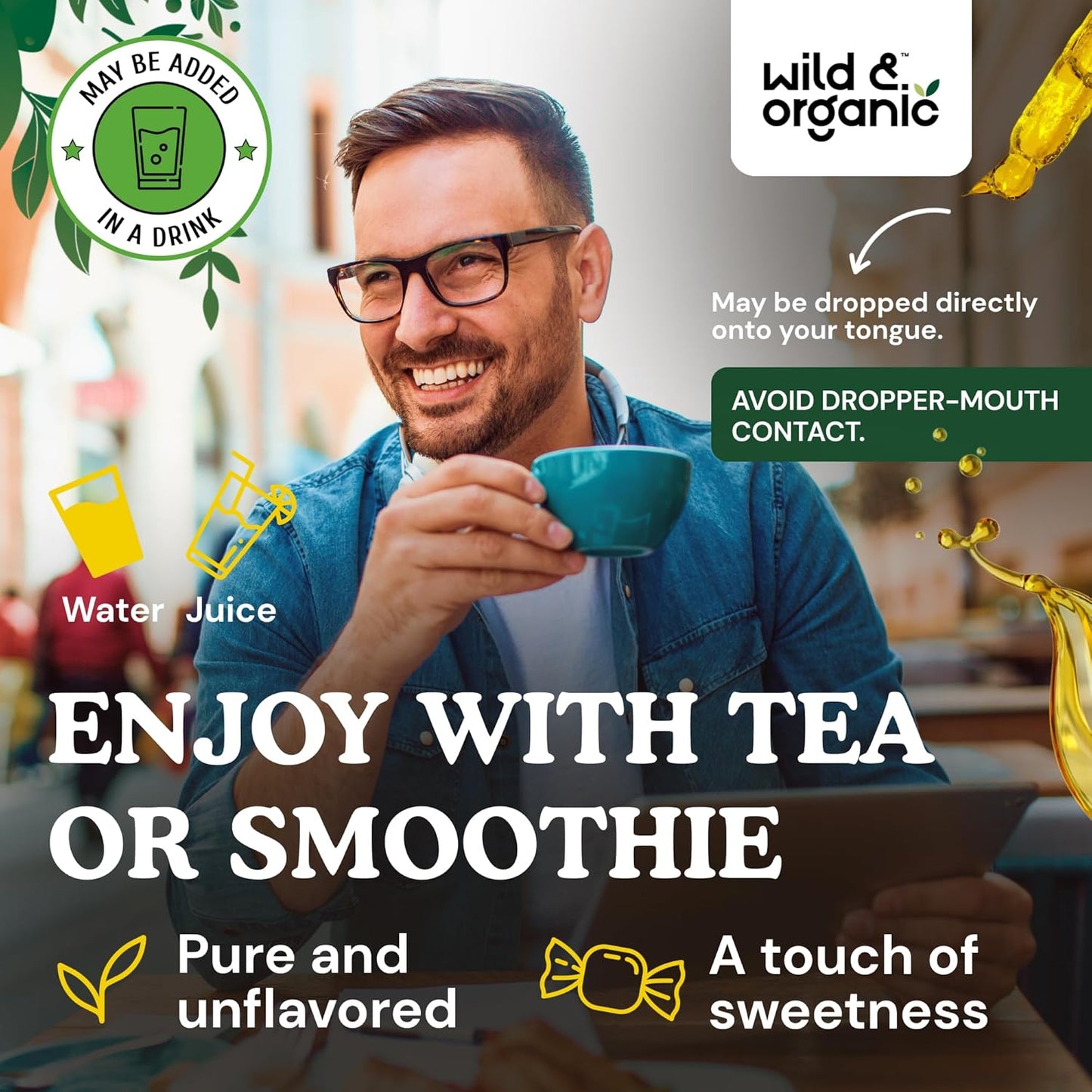 Wild & Organic Stinging Nettle Root Drops - Stinging Nettle Extract Tincture for Men & Women - Liquid Urtica Dioica Supplement - Vegan, Sugar & Alcohol-Free - 2 fl oz