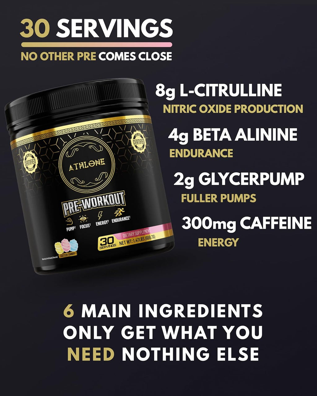 Pre Workout Powder Blue Raspberry Performance Blend- Energy with Caffeine, L-Citrulline, Beta Alaline, Himalayan Pink Salt - No Artificial Dyes (30 Servings)