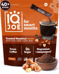 IQJOE Mushroom Coffee Packets (40 Servings) Lion’s Mane, Magtein Magnesium, Antioxidants, Adaptogens - Toasted Hazelnut - Instant Coffee for Focus, Clarity, Mood, Energy Boost - Sugar Free, Vegan