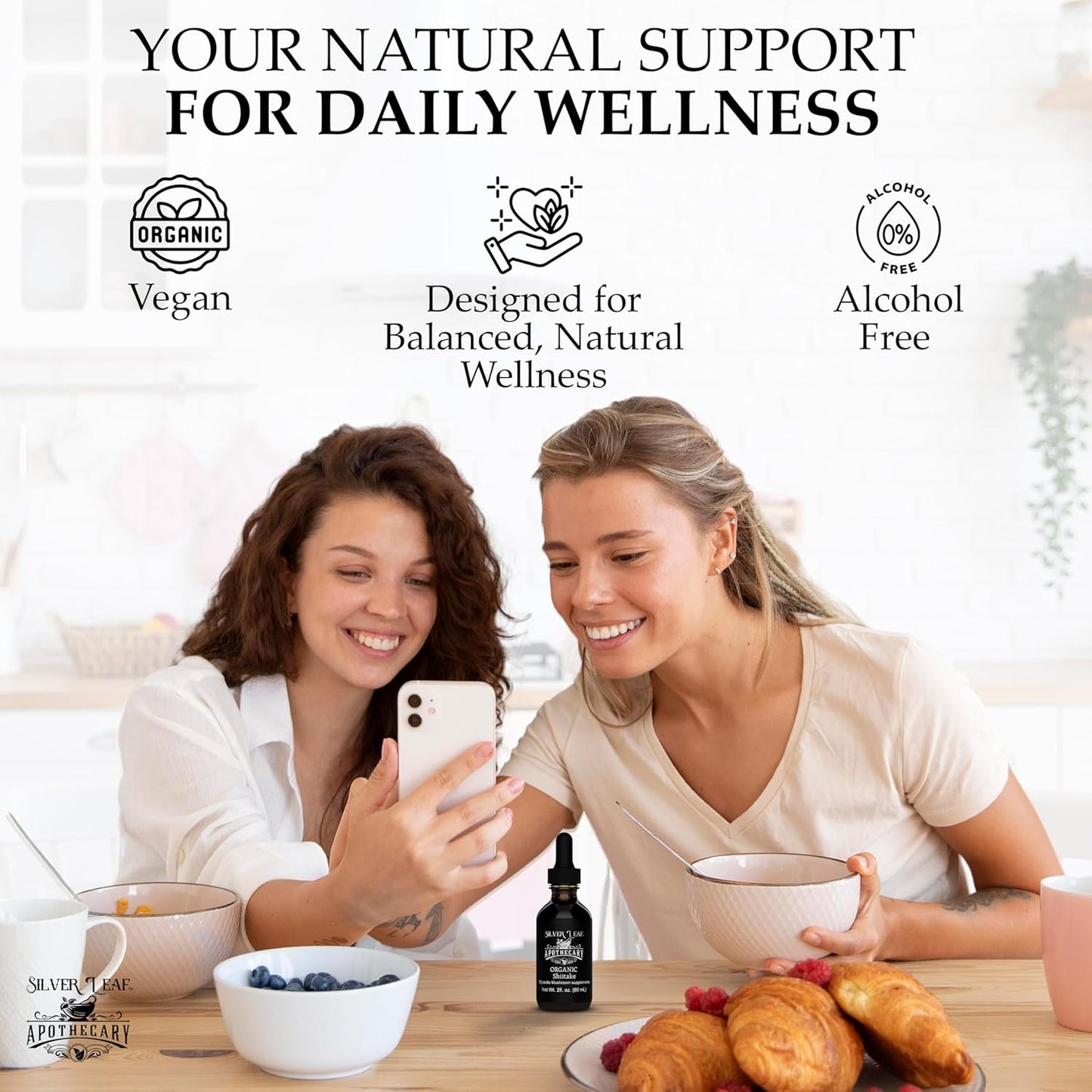 Organic Triple-Extracted Shiitake Mushrooms Tincture Immune Support Supplement for Overall Wellness Grown and Harvested in USA - 2 Fl Oz (60 mL)