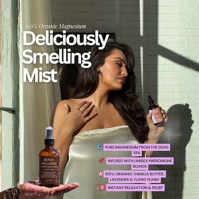 LOVE HEALS Magnesium Mist| Pure Magnesium Oil Spray with Lavender & Vanilla| Body & Foot Spray Refreshes Tired Skin| Calming Essential Oils for Relaxing & Uplifting Feel, 4oz