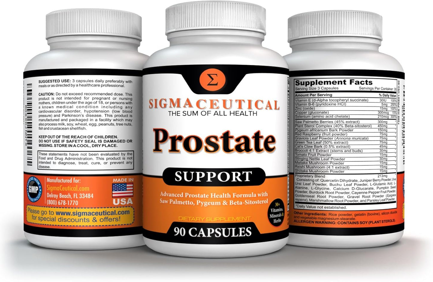 Prostate Support Complex - Saw Palmetto & Beta Sitosterol with Pygeum Bark - Daily Urinary Flow Support for Men - 90 Natural Plant Sterol Capsules