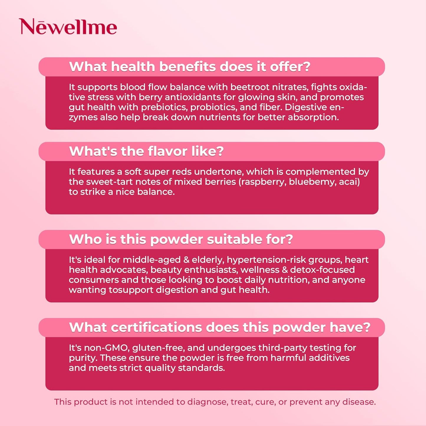 NEWELLME Balance Master Super Reds Beet Root Powder for Smoothies, Baking & Juices – Red Fruits & Greens Blend for Natural Energy & Vegan Red Food Coloring – Mixed Berry Flavor, 28 Pack