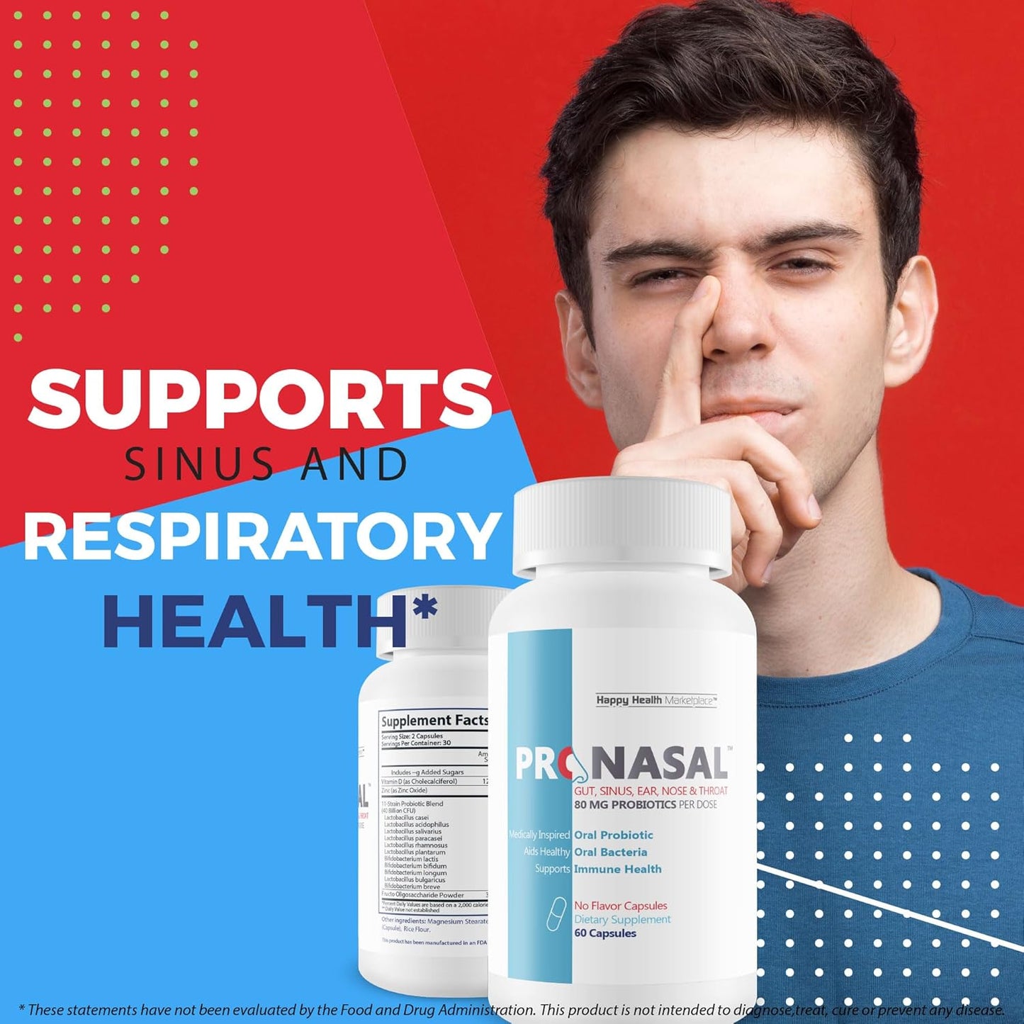 Pro Nasal - Our Best Sinus Support Supplement - Ear Nose Throat Probiotics - Sinus Probiotic for Natural Sinus Support - Oral Probiotics for Mouth Bad Breath - Dry Mouth Probiotic - Probiotic Sinus